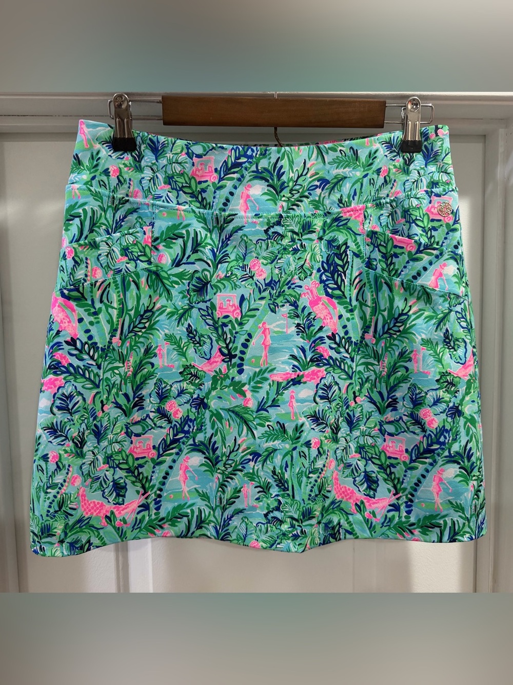 Lilly Pulitzer LUXLETIC Monica Skort Skirt Size 6 Blue Horizon Par Fection Golf